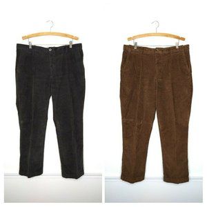 (2) LL Bean Men's 38X30 Black/Brown Corduroy Classic Fit Pants
